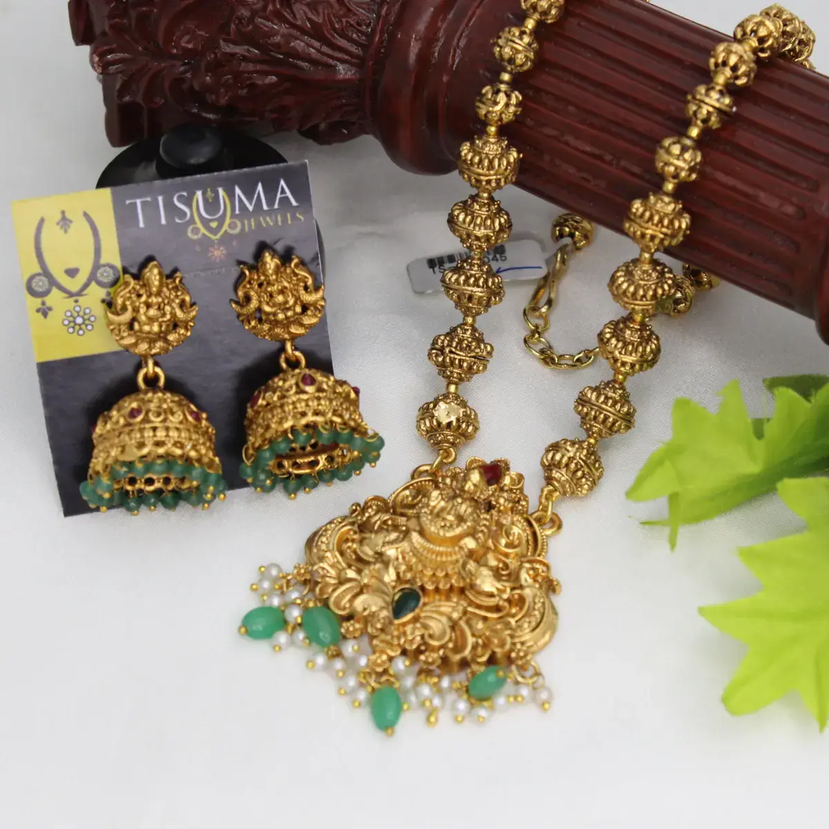 Chettinad Antique Green Bead Set